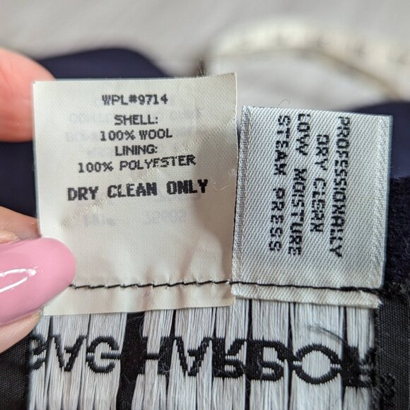 Vintage Sag Harbor Navy Blue Lined Wool Pencil Skirt Size 14 - Picture 7 of 12